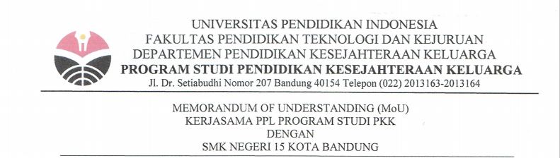 Memorandum of Agreement Between Family Welfare Education Study Program and State Vocational High School 15 Bandung