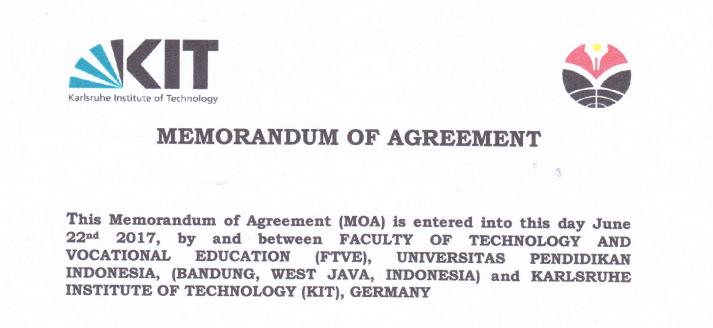 MoA antara FPTK UPI (Indonesia)  dan Karlshure Institute of Technology (KIT) Jerman