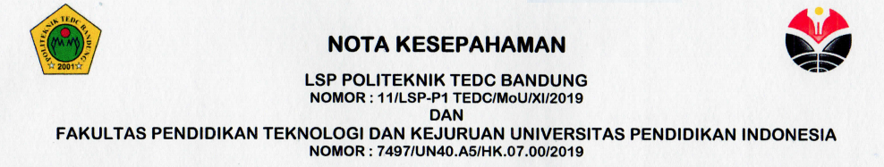 Nota Kesepahaman antara LSP Politeknik TEDC Bandung dan FPTK UPI